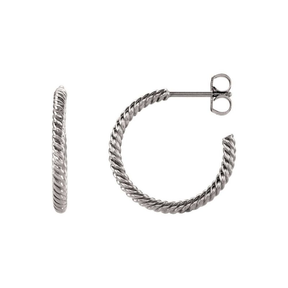 Rope Round Hoop Earrings in 14k White Gold, 17mm (5/8 Inch)